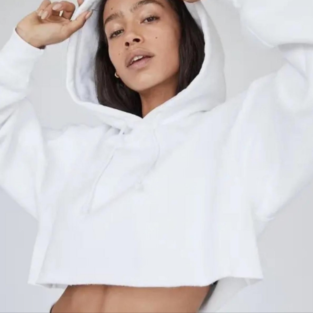 TNA Cozy AF Cropped Hoodie white large